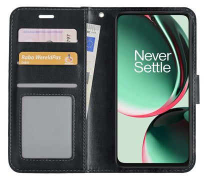 OnePlus Nord CE 3 Lite Hoesje Bookcase Cover met Kaarthouder - Zwart