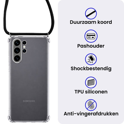 Samsung S26 Ultra Hoesje met Koord Backcover Shockproof - Transparant