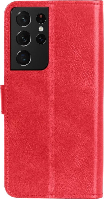 Samsung S21 Ultra Hoesje Bookcase Cover met Kaarthouder - Rood