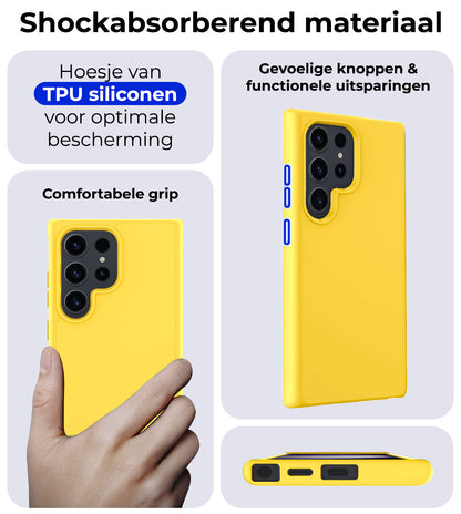 Samsung S24 Ultra Hoesje Siliconen Backcover Lichtgewicht - Geel