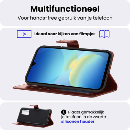 Samsung A26 Hoesje Bookcase Cover met Kaarthouder - Bruin