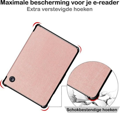 Kobo Libra H2O Trifold Bookcase Hoes - Rosé Goud