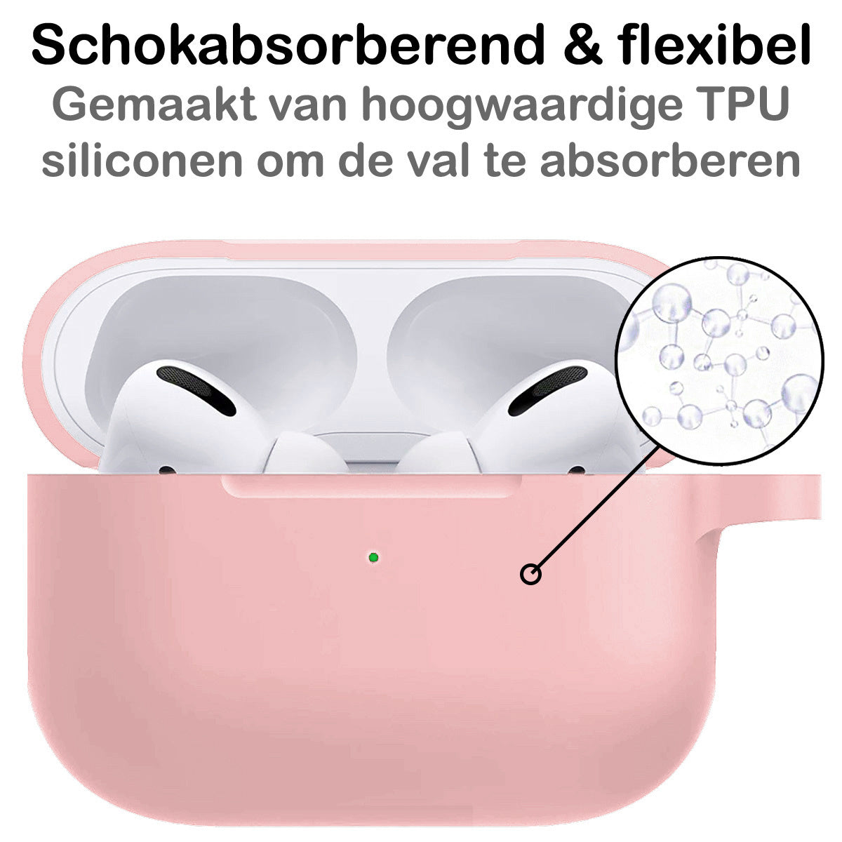 AirPods Pro 2 Hoesje Siliconen met Clip - Lichtroze