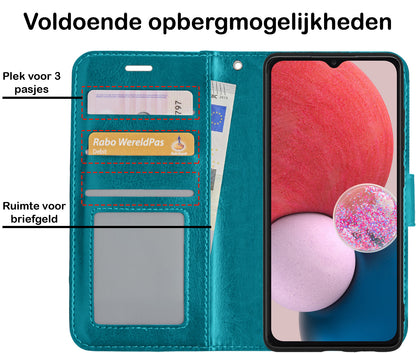 Samsung A13 4G Hoesje Bookcase Cover met Kaarthouder - Turquoise