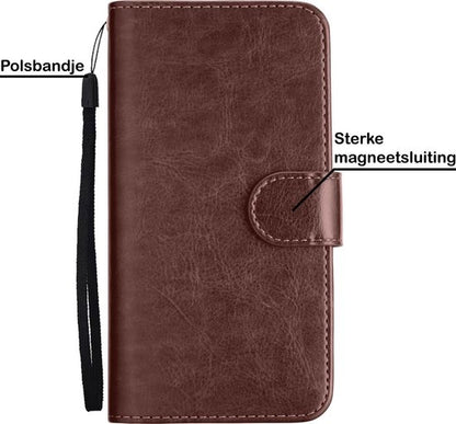 iPhone 12 Hoesje Bookcase Cover Uitneembaar - Bruin