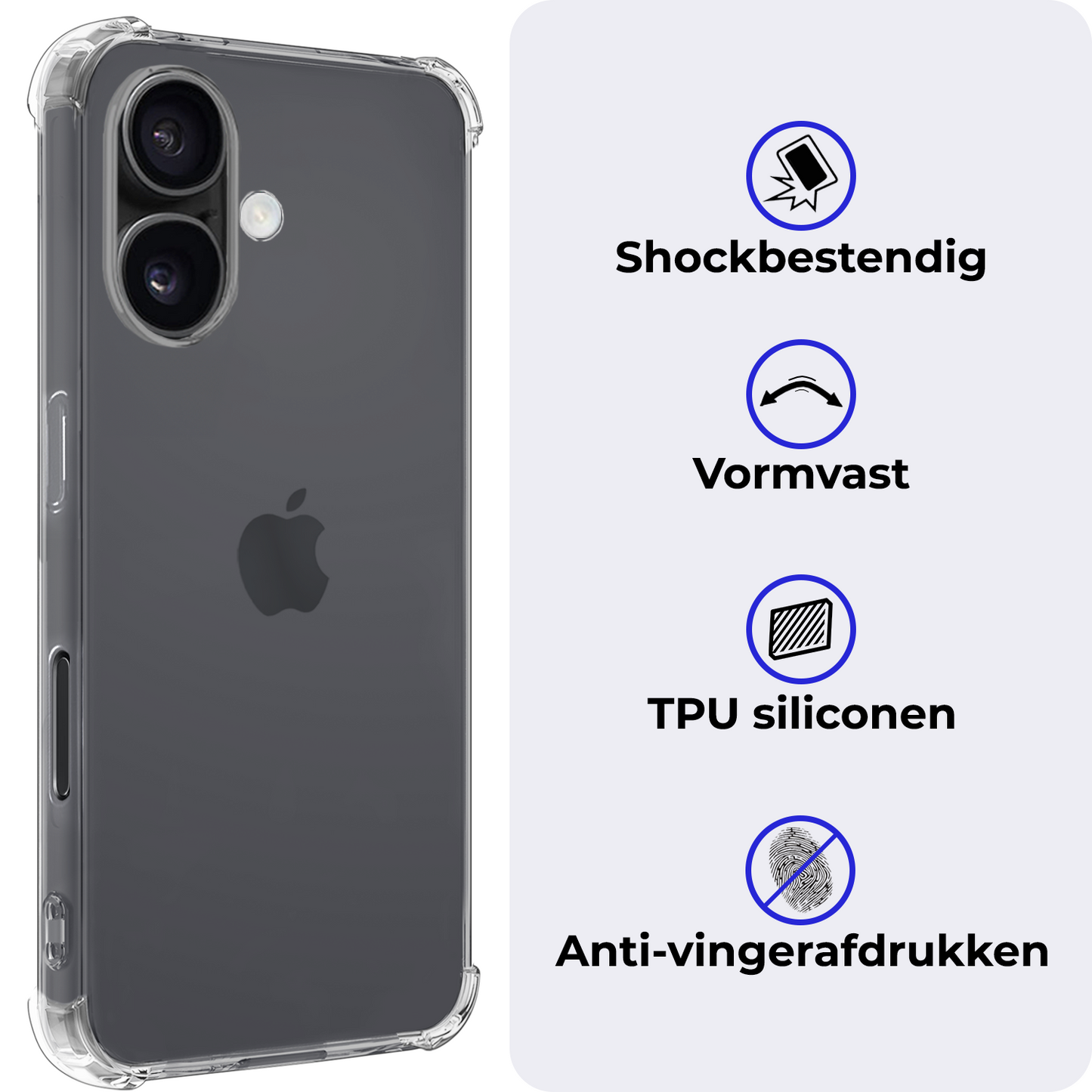 iPhone 16 Hoesje Shock Proof Siliconen - Transparant