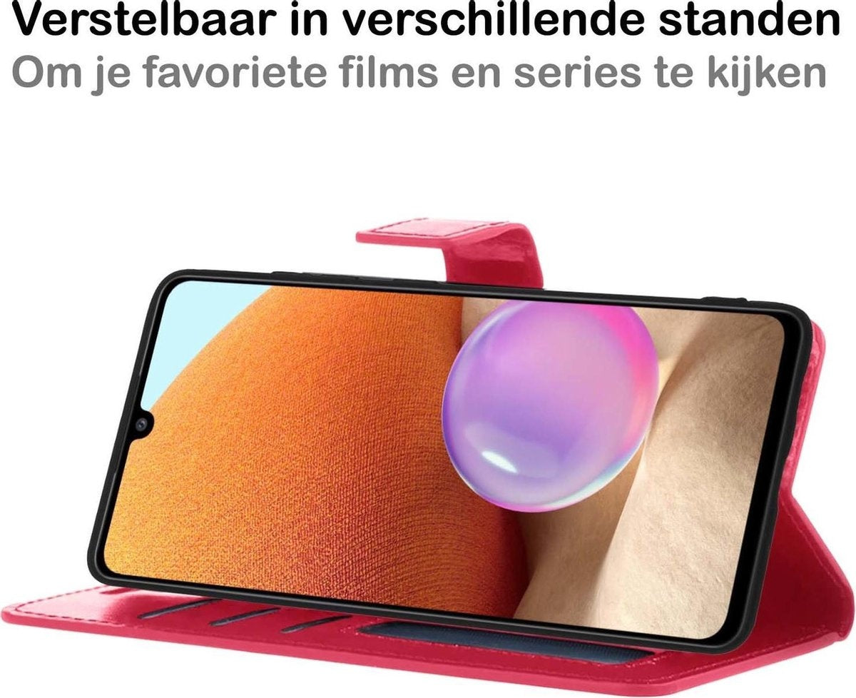 Samsung A32 5G Hoesje Book Case Kunstleer - Donkerroze