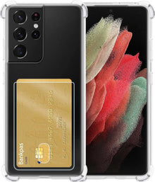 Samsung S21 Ultra Hoesje Kaarthouder Backcover Shockproof - Transparant