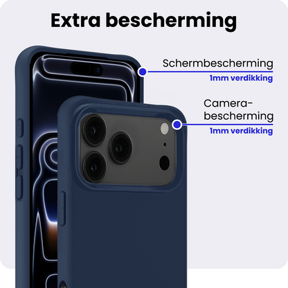iPhone 17 Pro Max Hoesje Siliconen Backcover Lichtgewicht - Donkerblauw