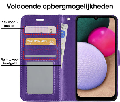 Samsung A02s Hoesje Bookcase Cover met Kaarthouder - Paars