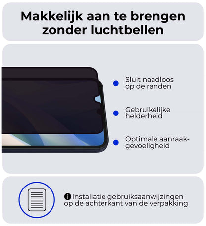 Samsung A15 Screenprotector Gehard Glas - Privacy