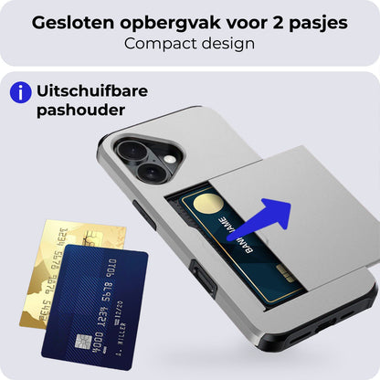 iPhone 16 Hard Case Met Pashouder - Grijs