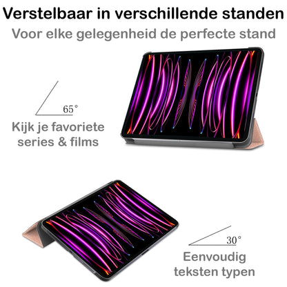 iPad Pro 2022 (11 inch) Trifold Bookcase Hoes - Rosé goud