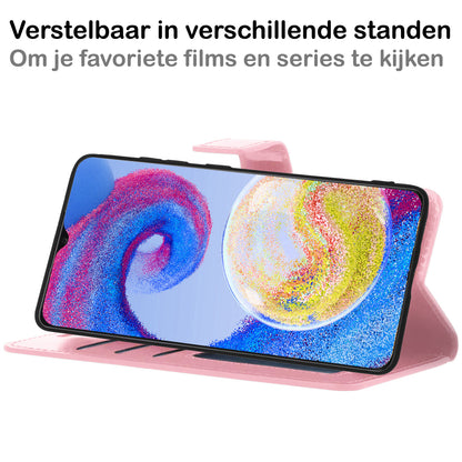 Samsung A04s Hoesje Bookcase Cover met Kaarthouder - Lichtroze