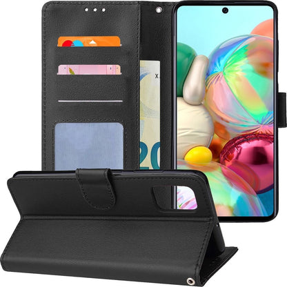 Samsung A71 Hoesje Bookcase Cover met Kaarthouder - Zwart
