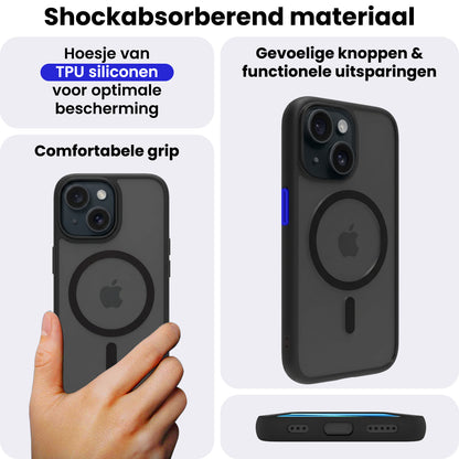 iPhone 14 Hoesje Geschikt voor Magsafe Backcover Shockproof - Zwart