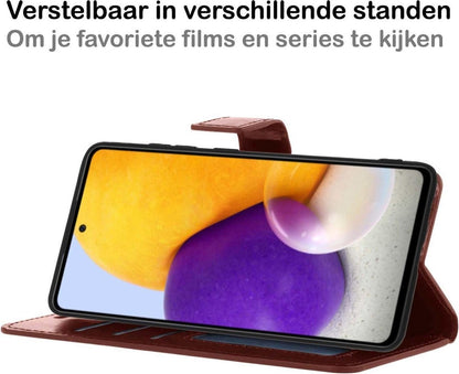 Samsung A72 5G Hoesje Bookcase Cover met Kaarthouder - Bruin