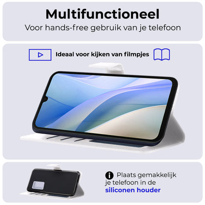 Samsung A15 Hoesje Bookcase Cover met Kaarthouder - Wit
