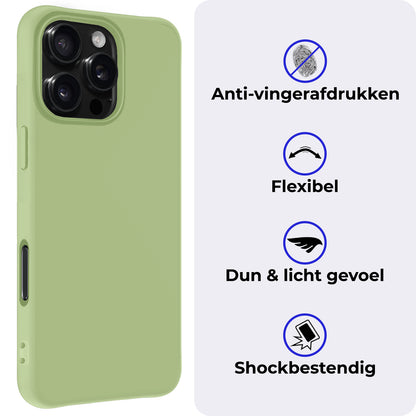 iPhone 16 Pro Max Hoesje Siliconen Backcover Lichtgewicht - Groen