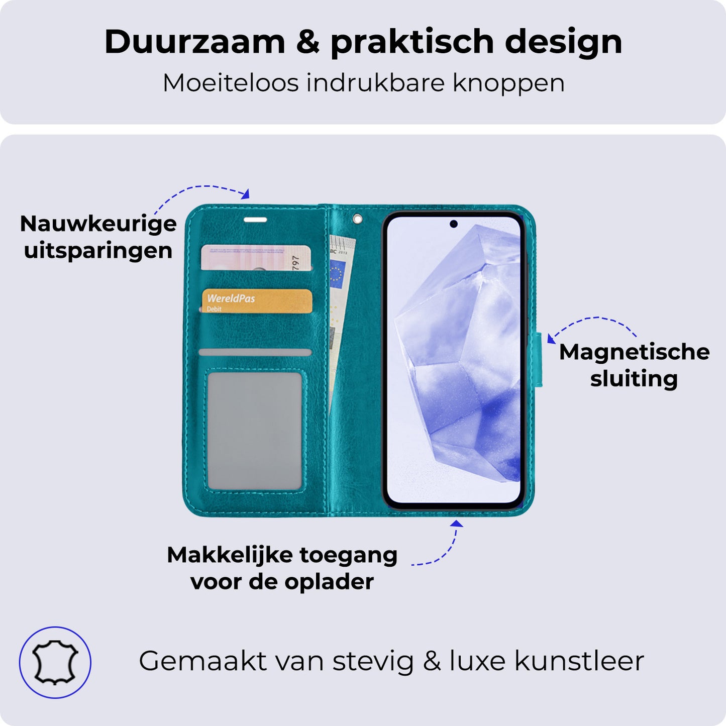 Samsung A35 Hoesje Book Case Kunstleer - Turquoise