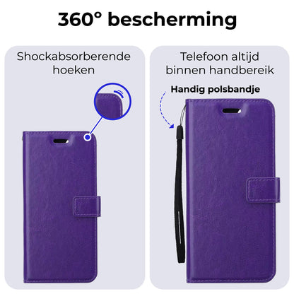 Samsung S24 Ultra Hoesje Bookcase Cover met Kaarthouder - Paars