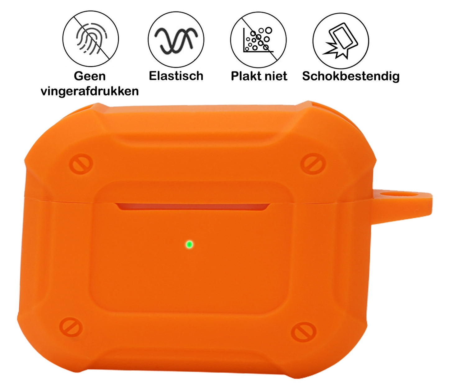 AirPods 3 Hoesje Shock Proof Case Siliconen met Clip - Oranje