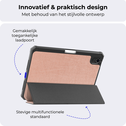 iPad Mini 7 Trifold Bookcase Hoes met Penhouder voor Apple Pen - Rosé goud