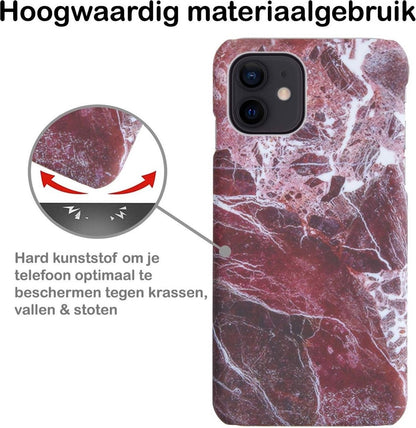 iPhone 11 Hoesje Marmer Hard Case Cover - Rood