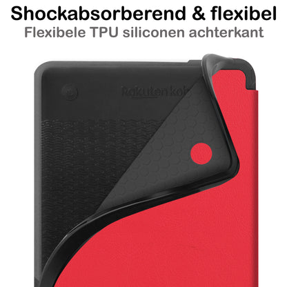 Kobo Clara 2E Bookcase Hoes Shockabsorberend - Rood