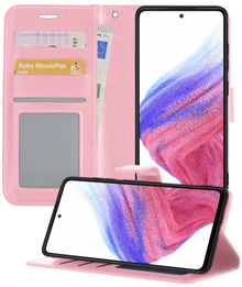 Samsung A53 Hoesje Bookcase Cover met Kaarthouder - Lichtroze