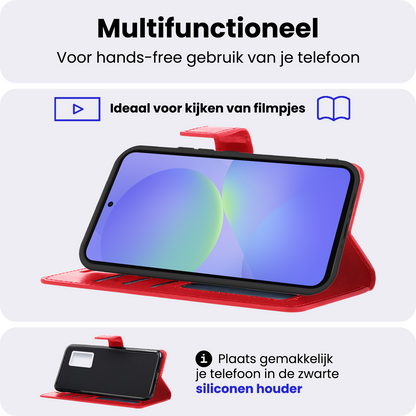 Samsung A36 Hoesje Bookcase Cover met Kaarthouder - Rood