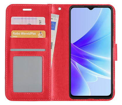 OPPO A57 Hoesje Bookcase Cover met Kaarthouder - Rood