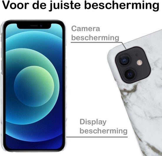 iPhone 12 Hoesje Marmer - Wit