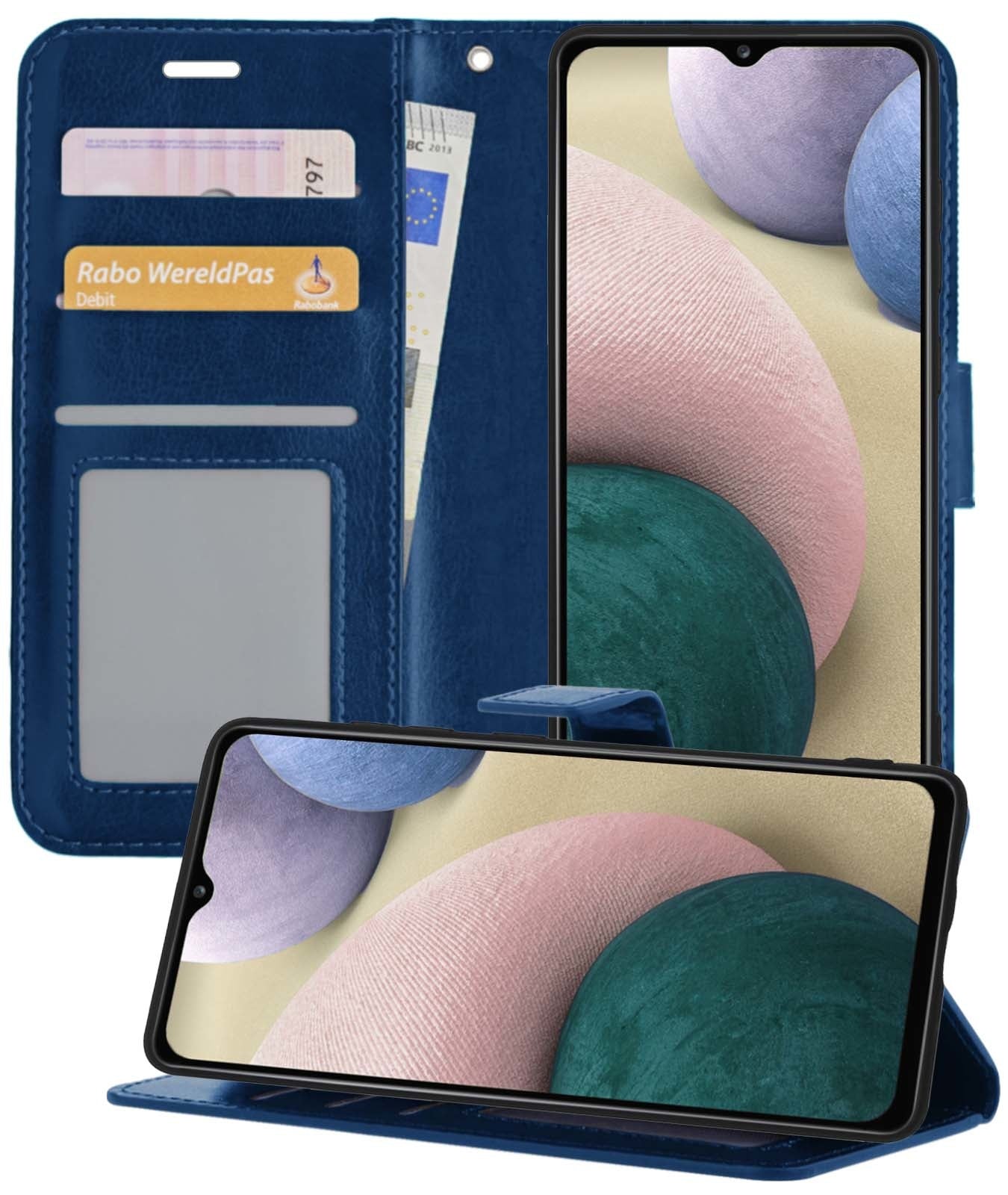 Samsung A12 Hoesje Book Case Kunstleer - Donkerblauw