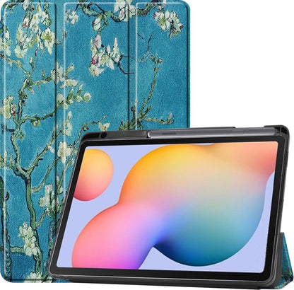 Samsung Galaxy Tab S6 Lite Trifold Bookcase Hoes met Penhouder voor S Pen - Bloesem