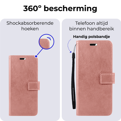 Google Pixel 8a Hoesje Book Case Kunstleer - Rosðð goud