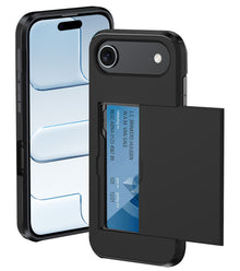 iPhone Air Hoesje Kaarthouder Hard Case Shockproof - Zwart