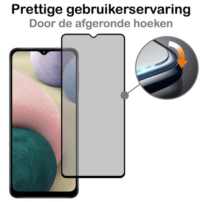 Samsung A12 Screenprotector Gehard Glas - Privacy