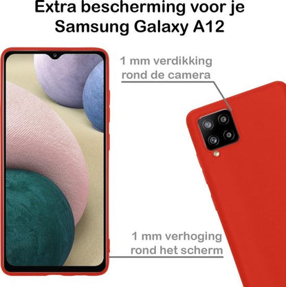 Samsung A12 Hoesje Siliconen Backcover Lichtgewicht - Rood