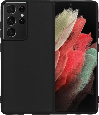 Samsung S21 Ultra Hoesje Siliconen Backcover Lichtgewicht - Zwart