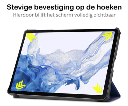 Samsung Galaxy Tab S9 Plus Trifold Bookcase Hoes met Penhouder voor S Pen - Donkerblauw