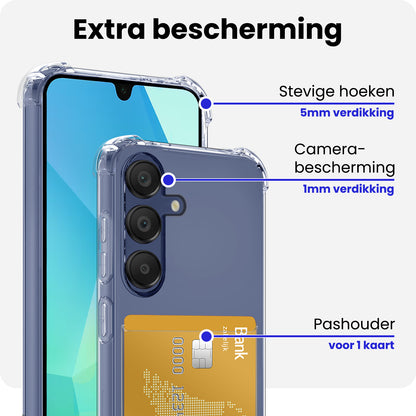 Samsung A16 Hoesje Kaarthouder Backcover Shockproof - Transparant