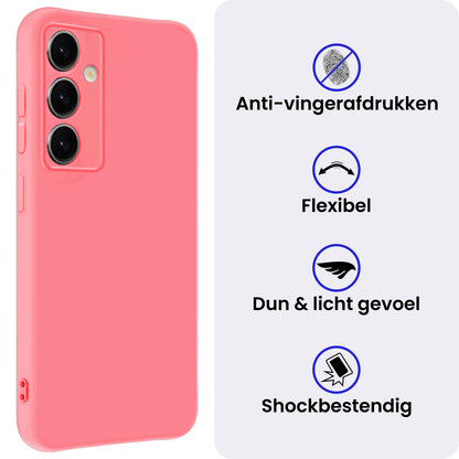 Samsung S25 Plus Hoesje Siliconen Backcover Lichtgewicht - Licht Roze