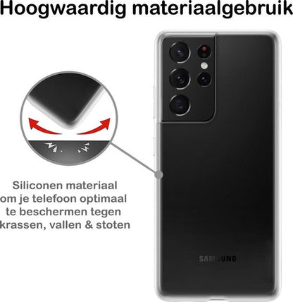 Samsung S21 Ultra Hoesje Siliconen Backcover Lichtgewicht - Transparant