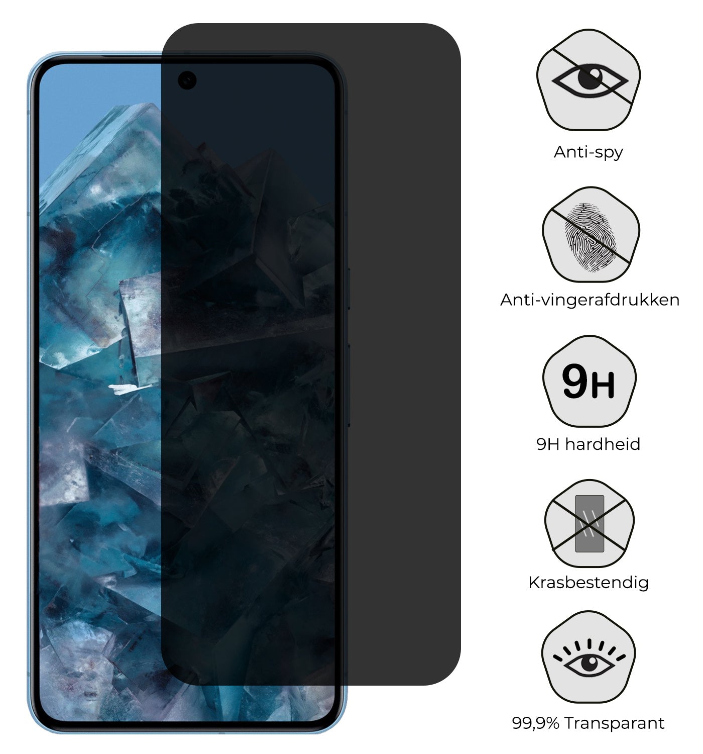 Google Pixel 8 Pro Screenprotector Privacy Tempered Glass