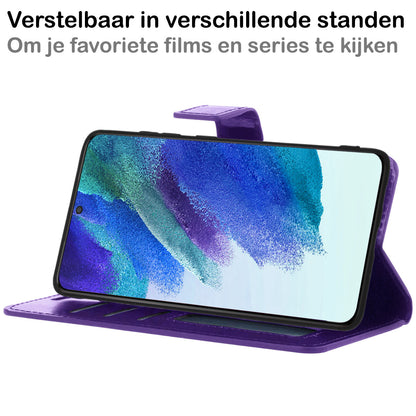 Samsung S21 FE Hoesje Bookcase Cover met Kaarthouder - Paars
