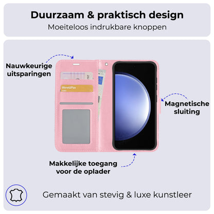 Samsung S23 FE Hoesje Book Case Kunstleer - Lichtroze