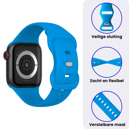 Apple Watch 1, 2, 3, 4, 5, 6, 7, 8, 9, 10, 11, SE - 42/44/45/46 mm Bandje Siliconen met verstelbare polsband - Blauw