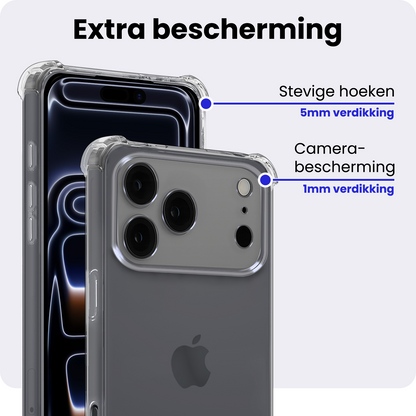 iPhone 17 Pro Hoesje Shockproof Backcover Siliconen - Transparant