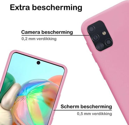 Samsung A71 Hoesje Siliconen Backcover Lichtgewicht - Roze
